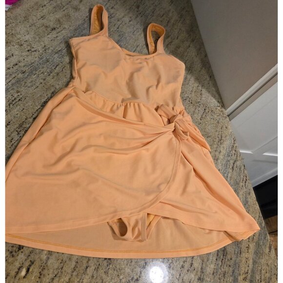 Old Navy Women Wrap-Front Swimsuit Swim Dress Side-Tie Sarong Style M Orange - Picture 2 of 11